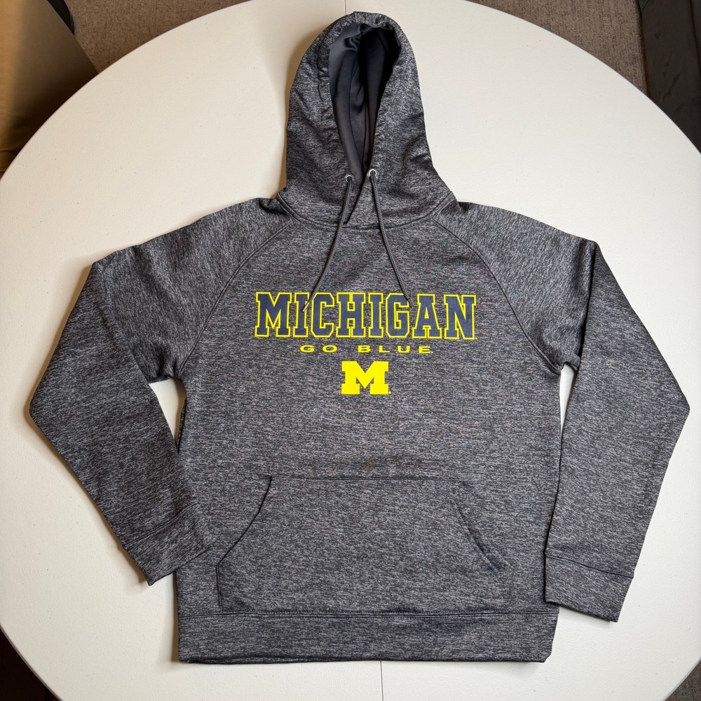 Colosseum‎ Michigan Wolverines Hoodie Mens Small Gray Go Blue Fleece Sweatshirt